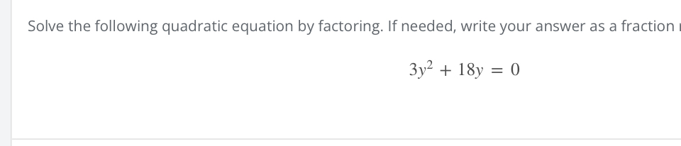 Solved Solve the following quadratic equation by factoring. | Chegg.com