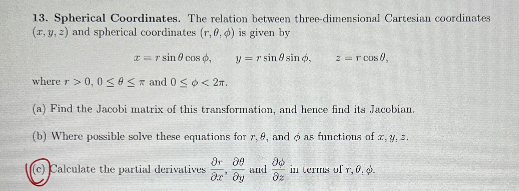 Solved Spherical Coordinates. The relation between | Chegg.com