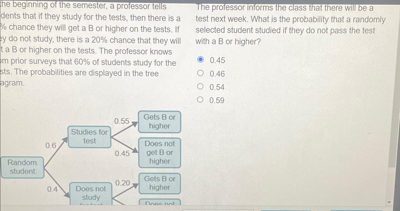 the beginning of the semester, a professor tells | Chegg.com