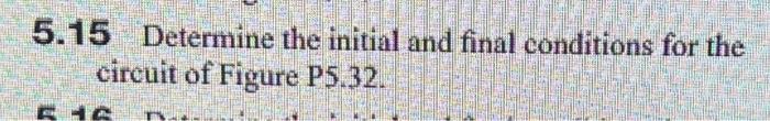 Solved 5.15 Determine the initial and final conditions for | Chegg.com