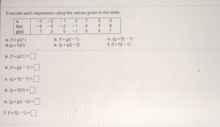 Solved Evaluate each expression using the values given in | Chegg.com