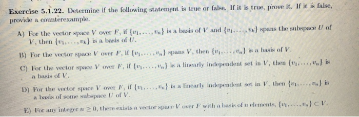 Solved Linear algebra. Please answer true or false for | Chegg.com
