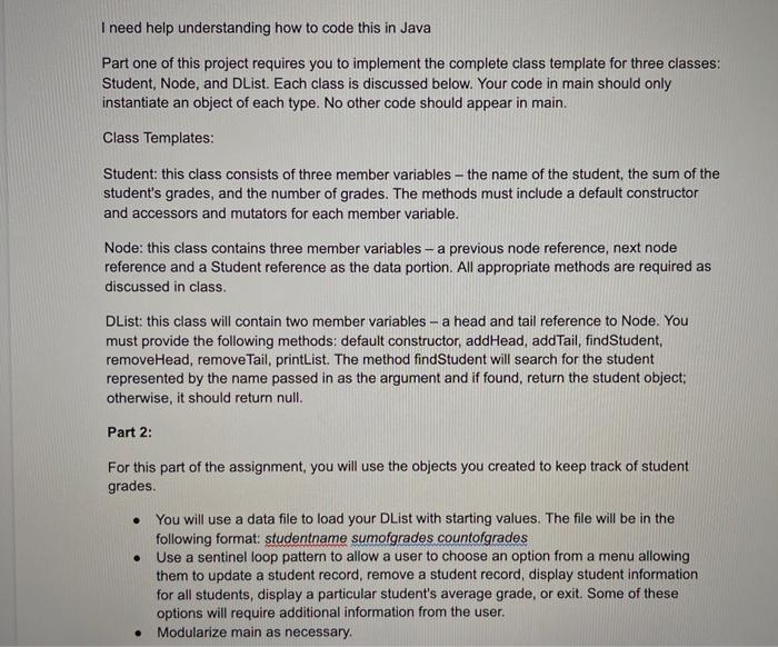 Solved I need help understanding how to code this in Java | Chegg.com