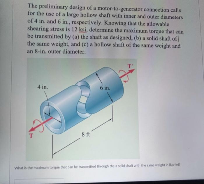 Solved The preliminary design of a motortogenerator
