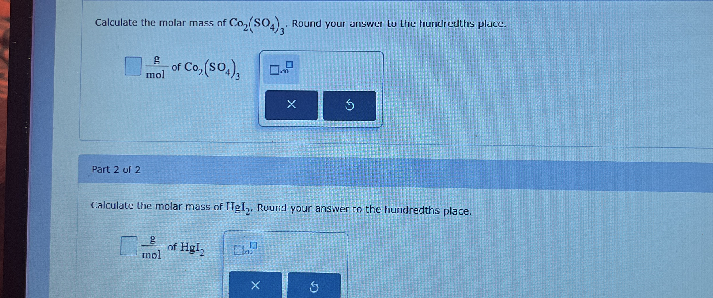 Solved Calculate the molar mass of Co2(SO4)3. ﻿Round your | Chegg.com