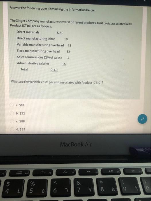 Solved Answer the following questions using the information | Chegg.com
