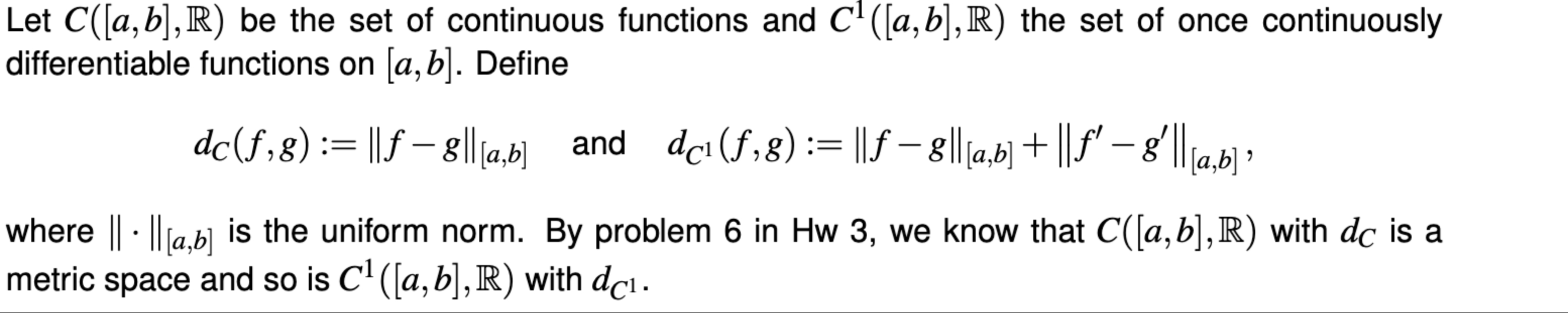 Let C [a B] R ﻿be The Set Of Continuous Functions