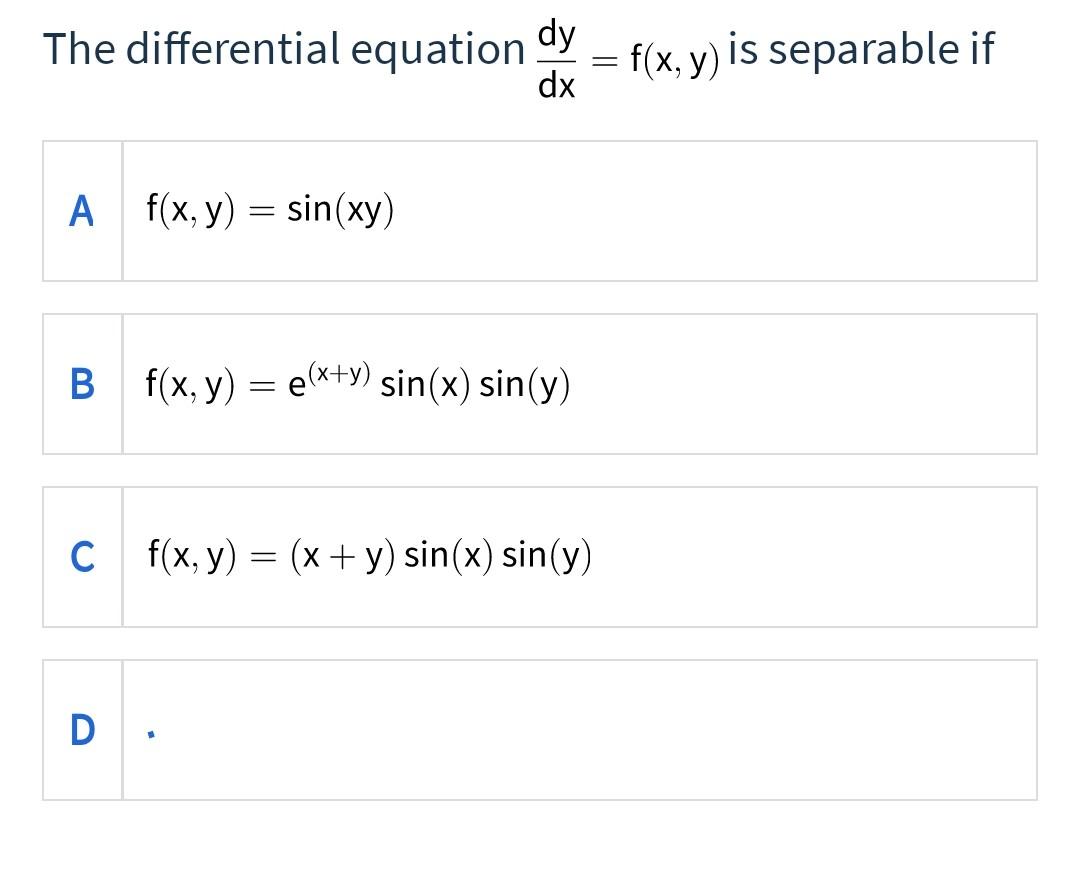 Solved The differential equation dy dx = f(x, y) is | Chegg.com