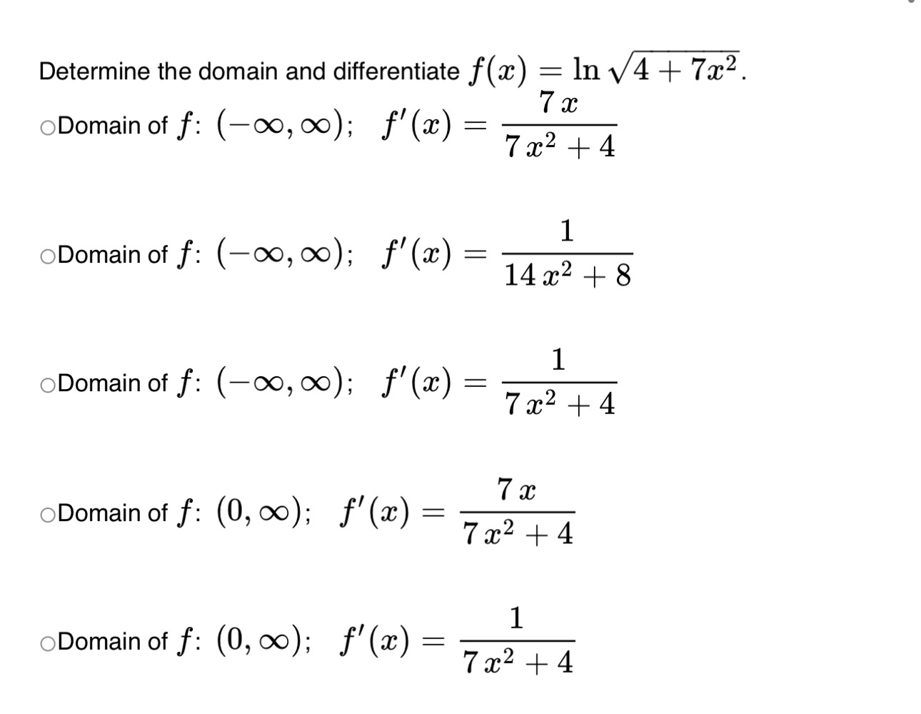 Solved Determine The Domain And Differentiate