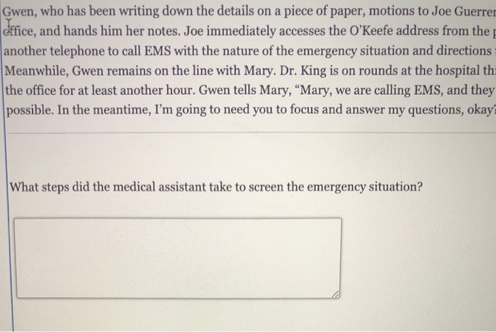 Gwen, who has been writing down the details on a | Chegg.com