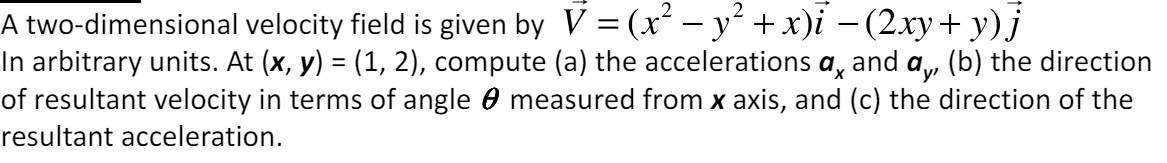 Solved A two-dimensional velocity field is given by | Chegg.com