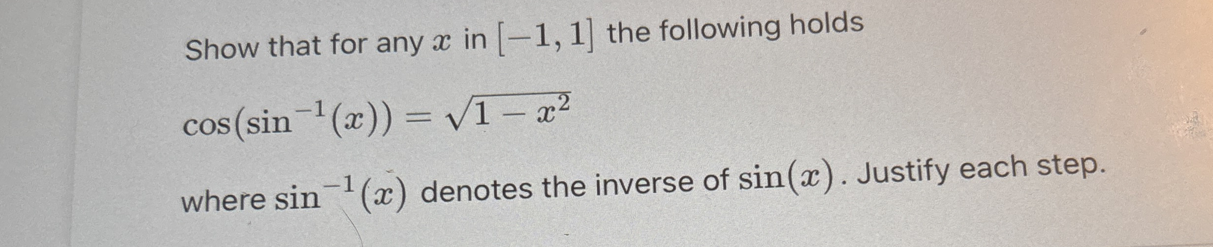 Solved Show that for any x ﻿in -1,1 ﻿the following | Chegg.com