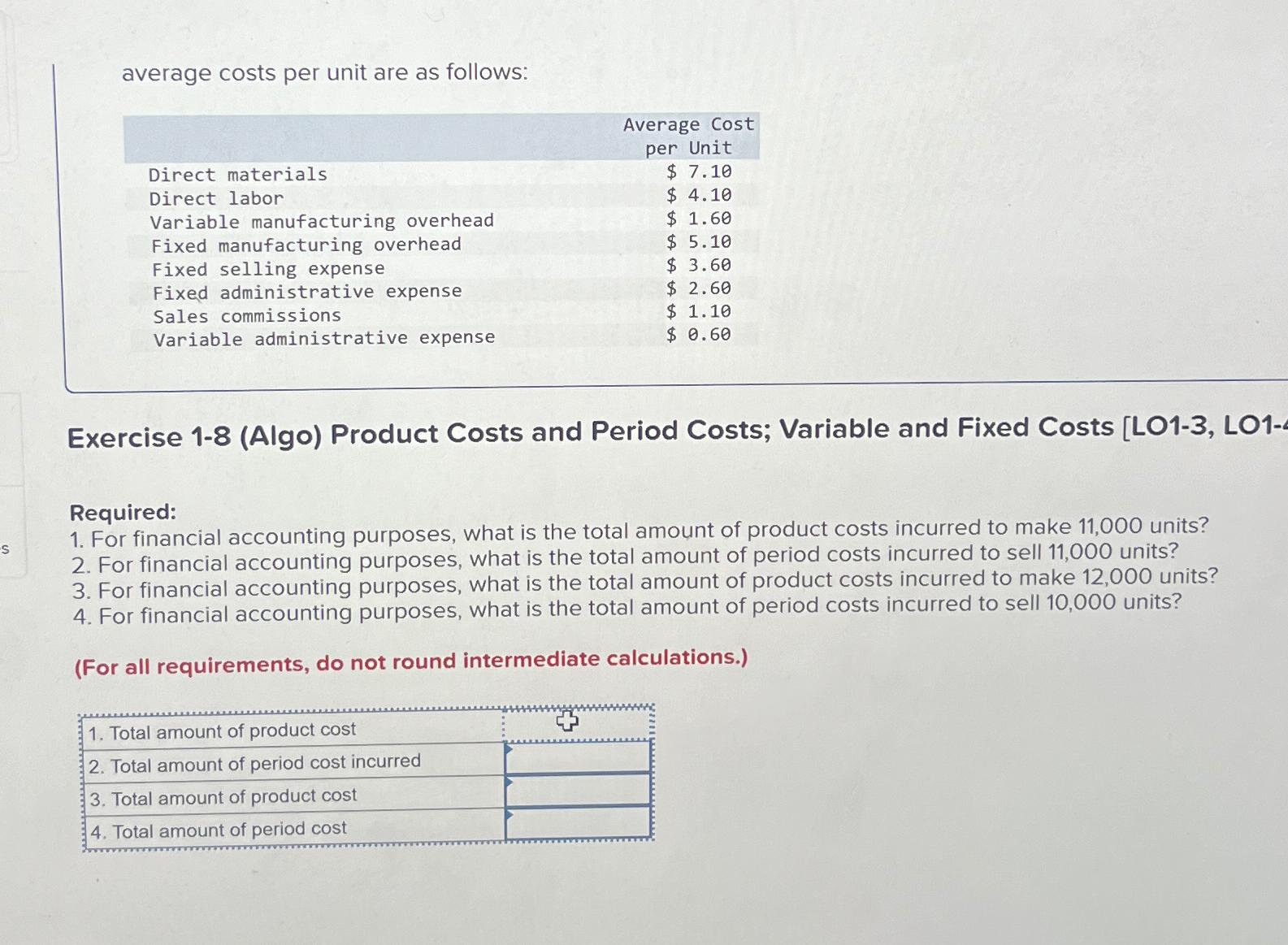 Solved average costs per unit are as