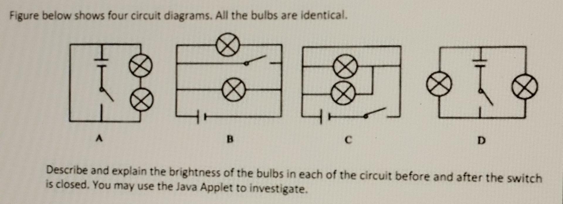 Solved Figure below shows four circuit diagrams. All the | Chegg.com