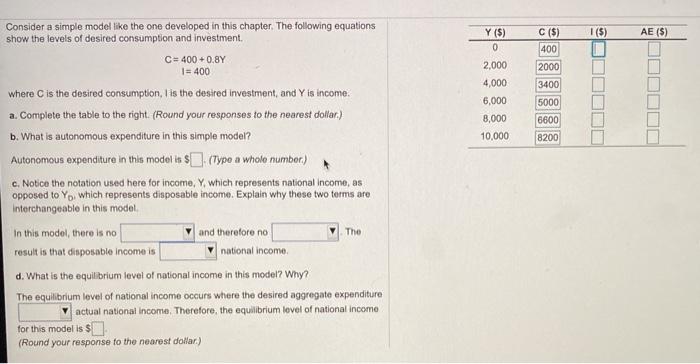 Solved 1 (5) AE ($) Consider a simple model like the one | Chegg.com