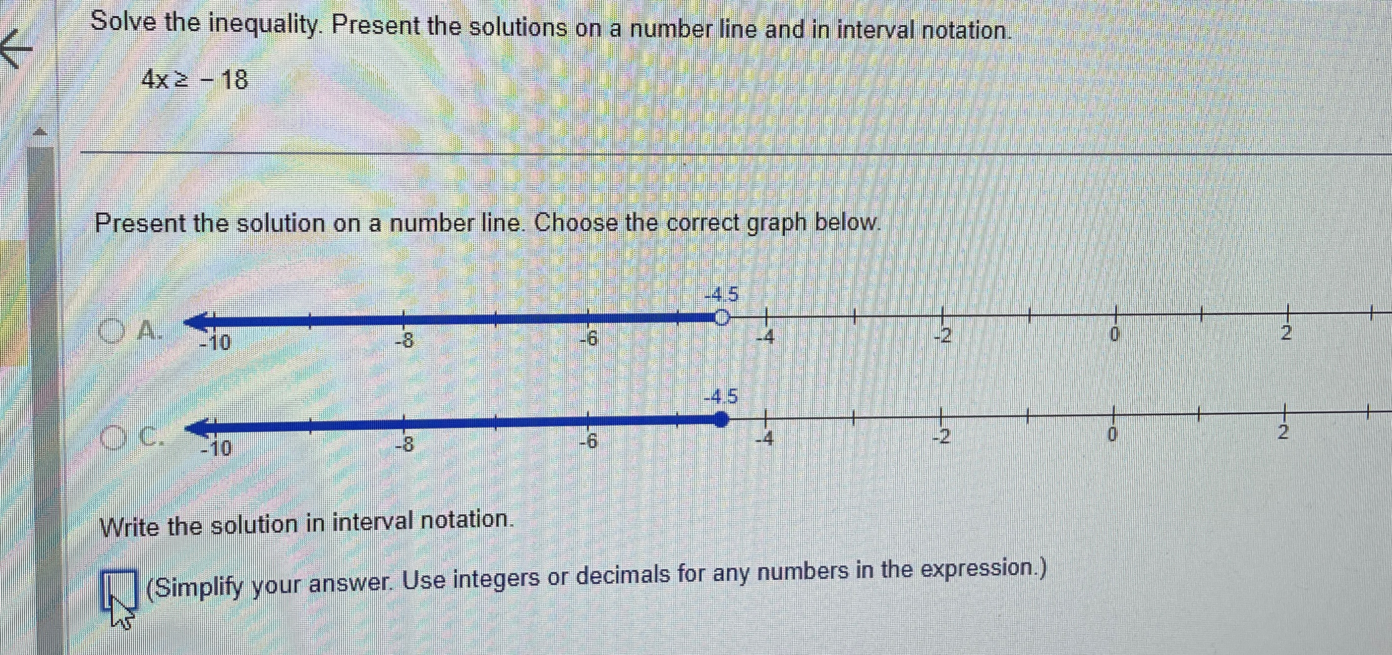 Solved Solve the inequality. Present the solutions on a | Chegg.com