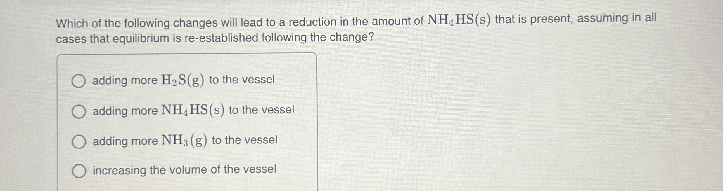 Solved Which of the following changes will lead to a | Chegg.com