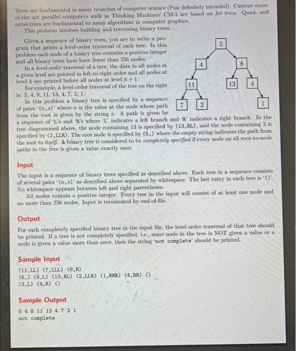 Solved Trees are fundamental in many branches of computer | Chegg.com