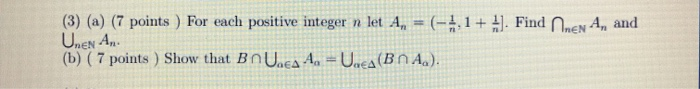 Solved (3) (a) (7 points ) For each positive integer n let | Chegg.com