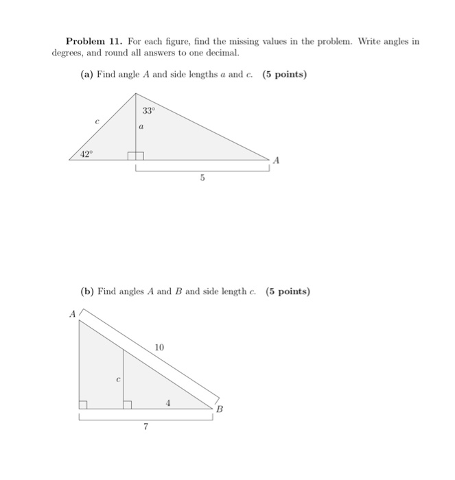 Solved Problem 11. For each figure, find the missing values | Chegg.com