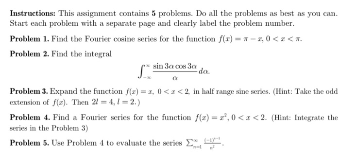 Solved Instructions: This assignment contains 5 problems. Do | Chegg.com