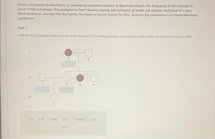 Solved Sickle Cell Anemia Is Inherited In An Autosomal | Chegg.com