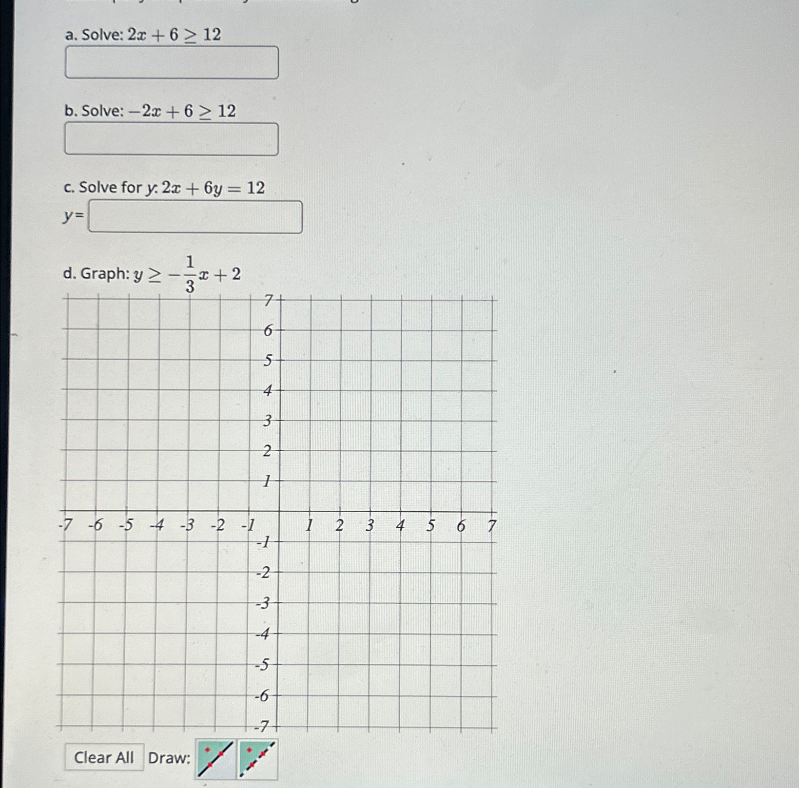 Solved a. ﻿Solve: 2x+6>12b. ﻿Solve: -2x+6>12c. ﻿Solve for | Chegg.com
