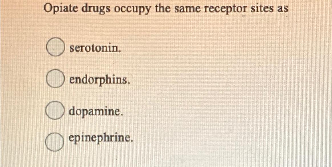 Solved Opiate drugs occupy the same receptor sites