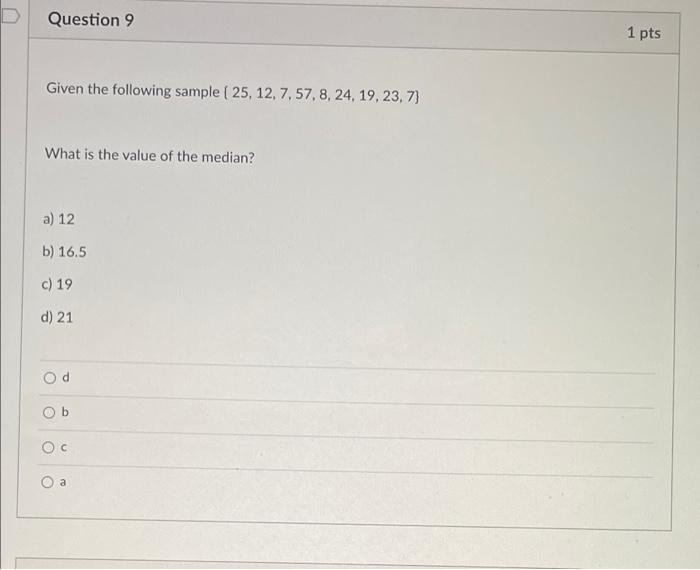 Solved Question 6 1 pts A numerical description of a | Chegg.com