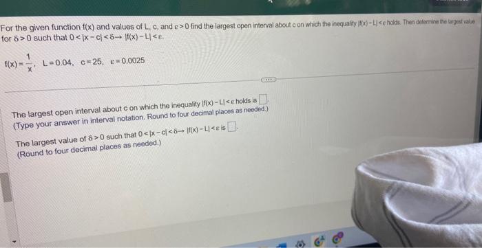 Solved for δ>0 such that 0