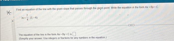 Solved Find an equation of the line with the given slope | Chegg.com