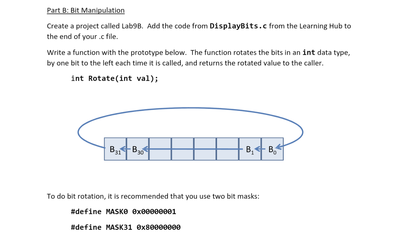 Solved Part B: Bit Manipulation Create A Project Called | Chegg.com