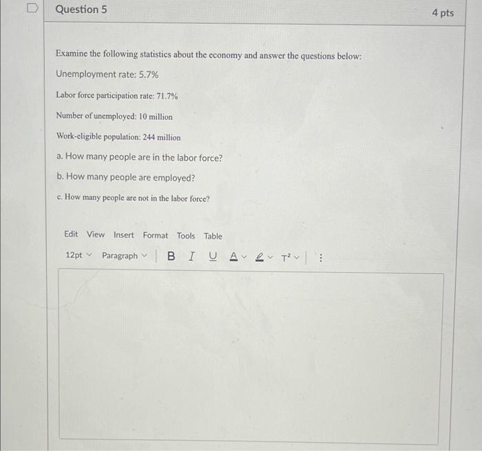 Solved Question 5 4 pts Examine the following statistics | Chegg.com