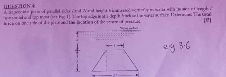 Solved QUESTION 4:A trapezoidal plate of parallel sides / | Chegg.com