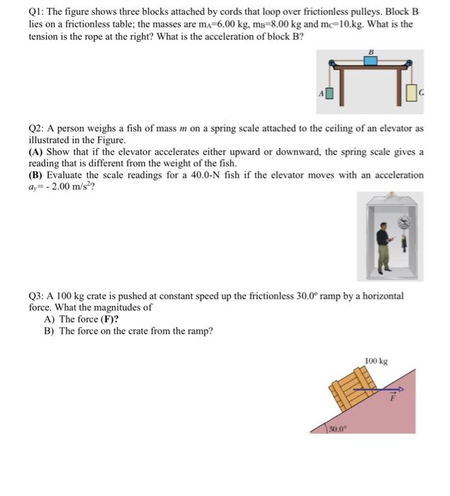 Solved Q1: The figure shows three blocks attached by cords | Chegg.com