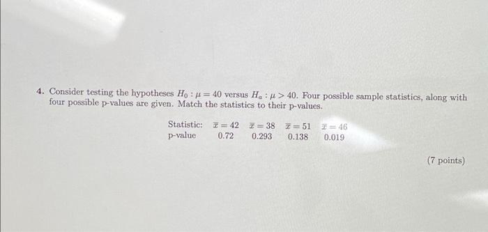 SOLVED: In testing H0: p = .40 vs. H1: p â‰ .40, a sample