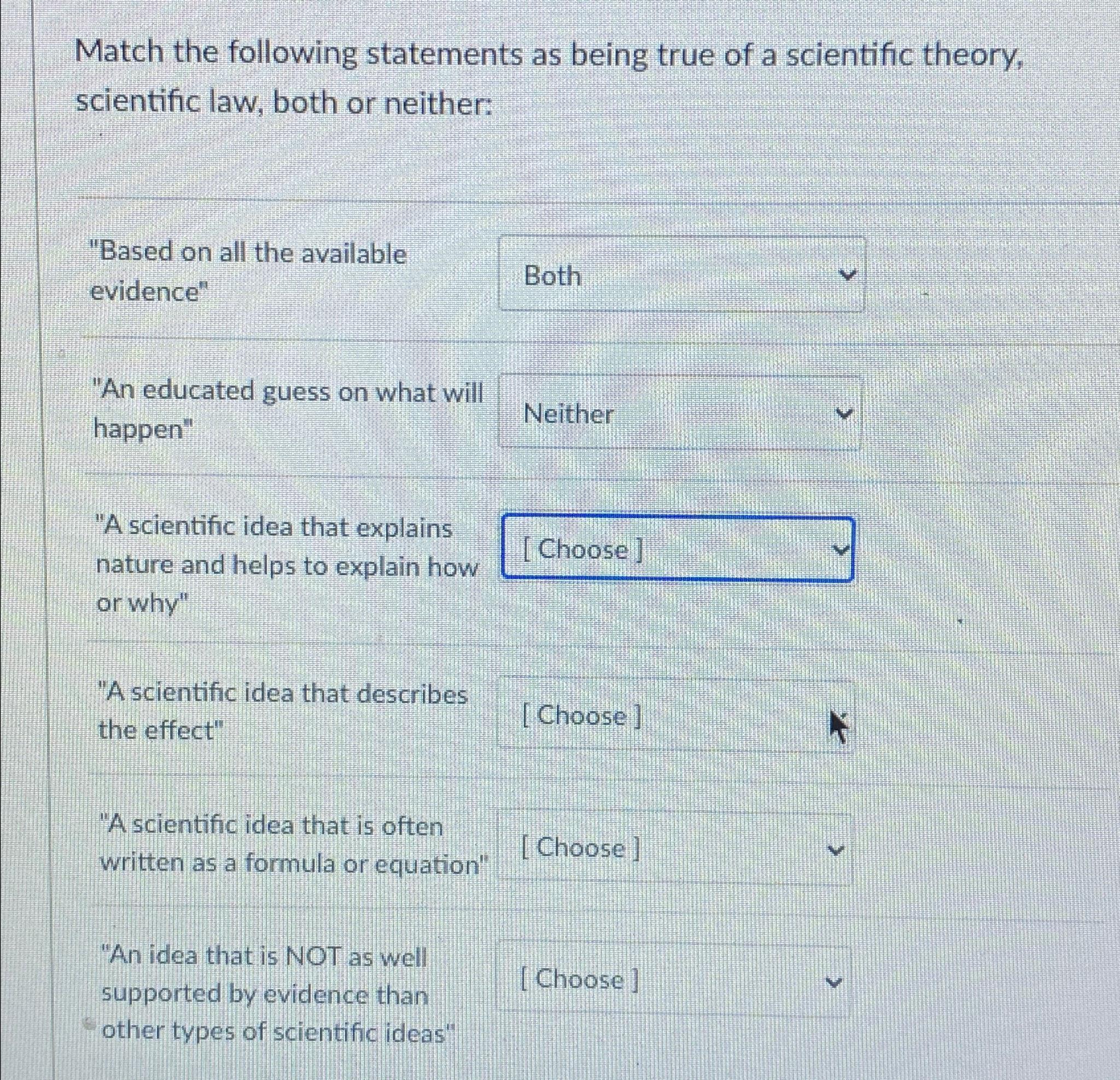 Solved Match the following statements as being true of a | Chegg.com