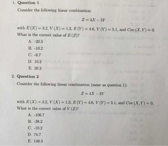 Solved 1. Question 1 Consider the following linear | Chegg.com