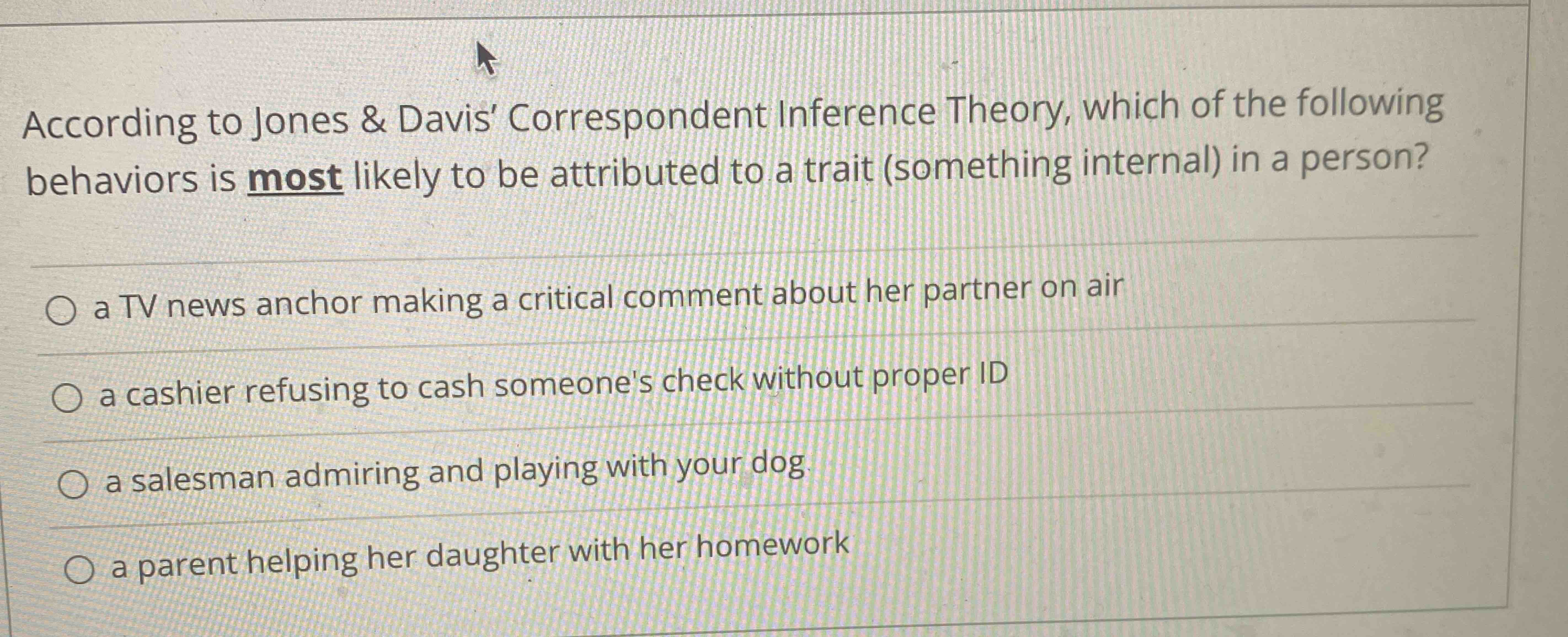Solved According to Jones & Davis' Correspondent Inference | Chegg.com