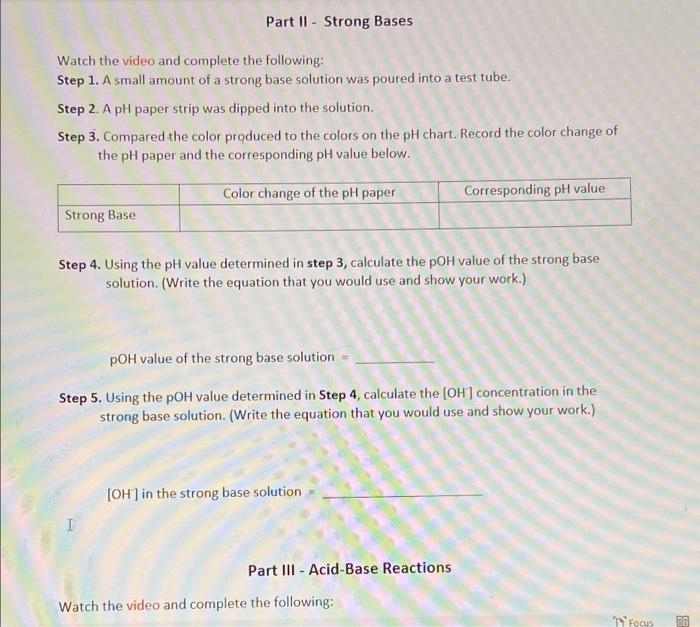 Solved Objectives Lab..... Properties of Acids and Bases