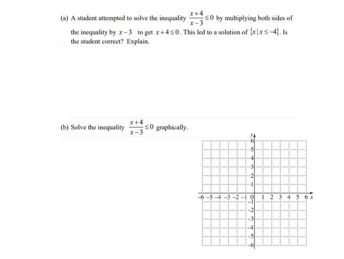 Solved x + 4 (a) A student attempted to solve the inequality | Chegg.com