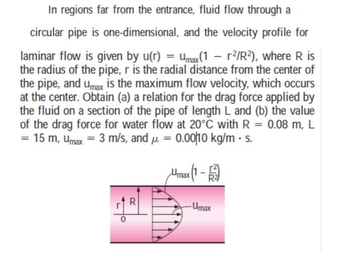 Solved In regions far from the entrance, fluid flow through | Chegg.com