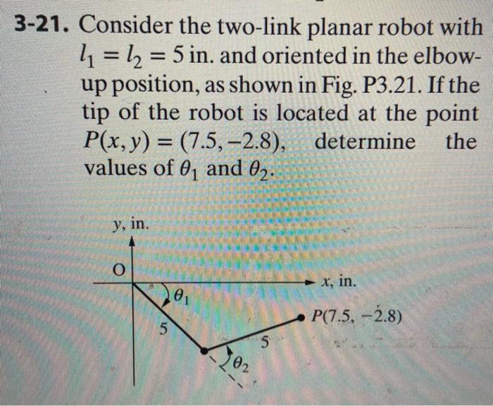 Solved -21. Consider the two-link planar robot with | Chegg.com