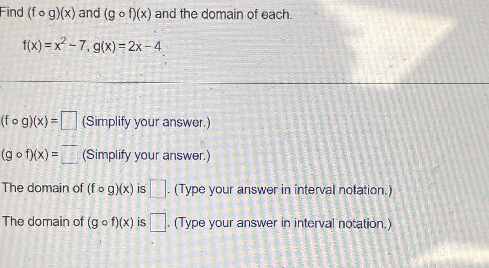 Solved Find F G X ﻿and G F X ﻿and The Domain Of