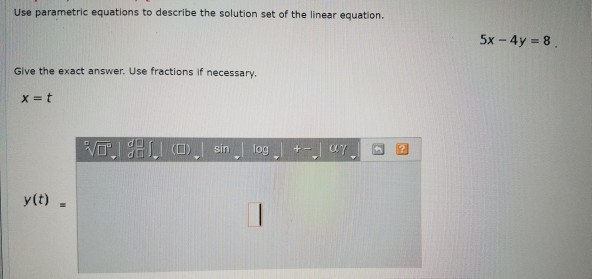 Solved Use parametric equations to describe the solution set | Chegg.com