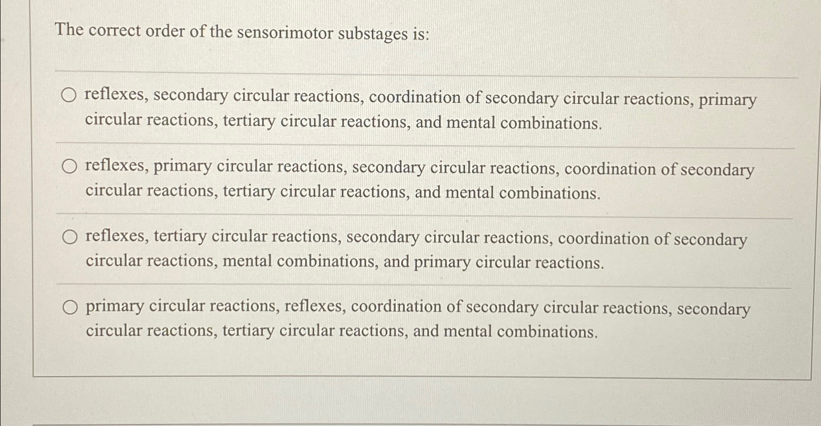 Coordination of outlet secondary circular reactions