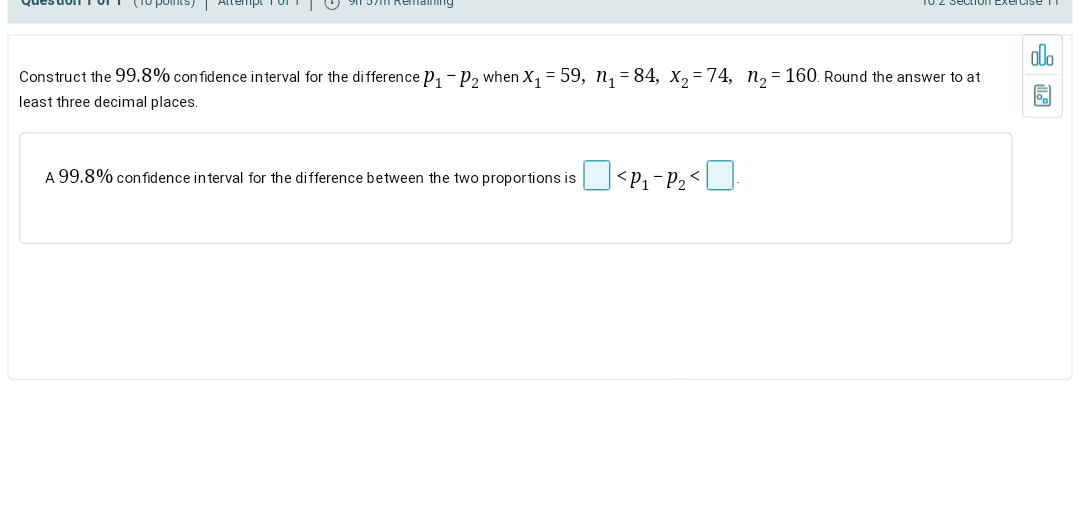 Solved Construct the 99.8% confidence interval for the | Chegg.com