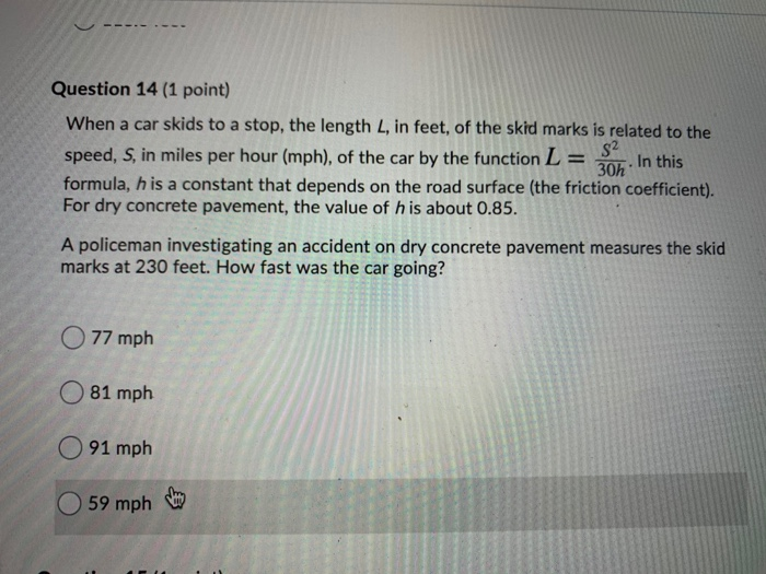 Solved S2 Question 14 (1 point) When a car skids to a stop,