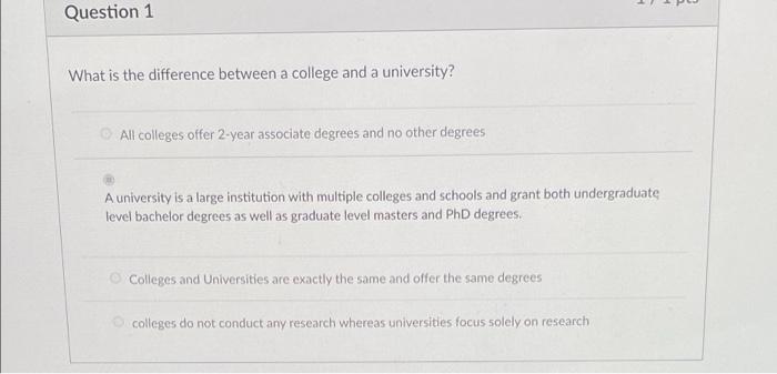 Find the Difference between College and University
