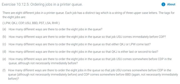 Solved exercise 10 12 5 ordering jobs in a printer queue chegg